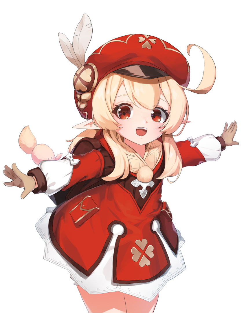 1girl, absurdres, ahoge, backpack, bag, bangs, dress, genshin_impact
