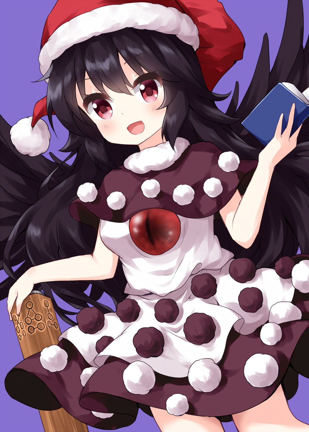 1girl, bangs, bird_wings, black_capelet, black_dress, black_feathers, black_hair, black_wings