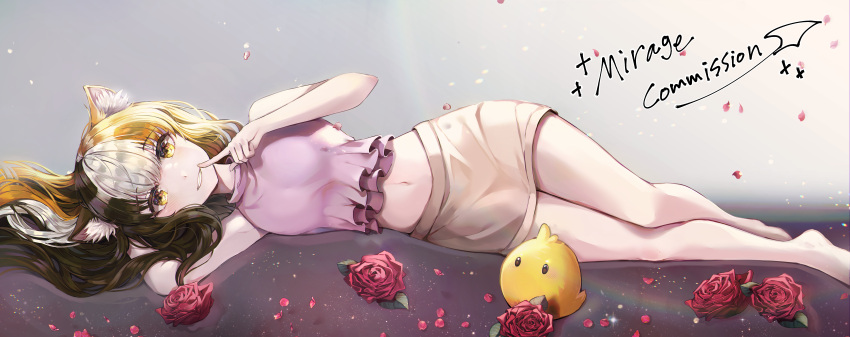 1girl, absurdres, animal_ears, bangs, black_hair, blunt_bangs, blush, brown_hair