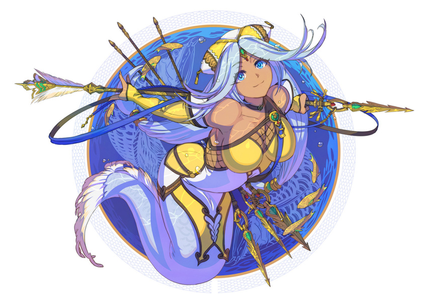 1girl, bangs, bare_shoulders, blue_eyes, blue_hair, breasts, bridal_gauntlets, choker