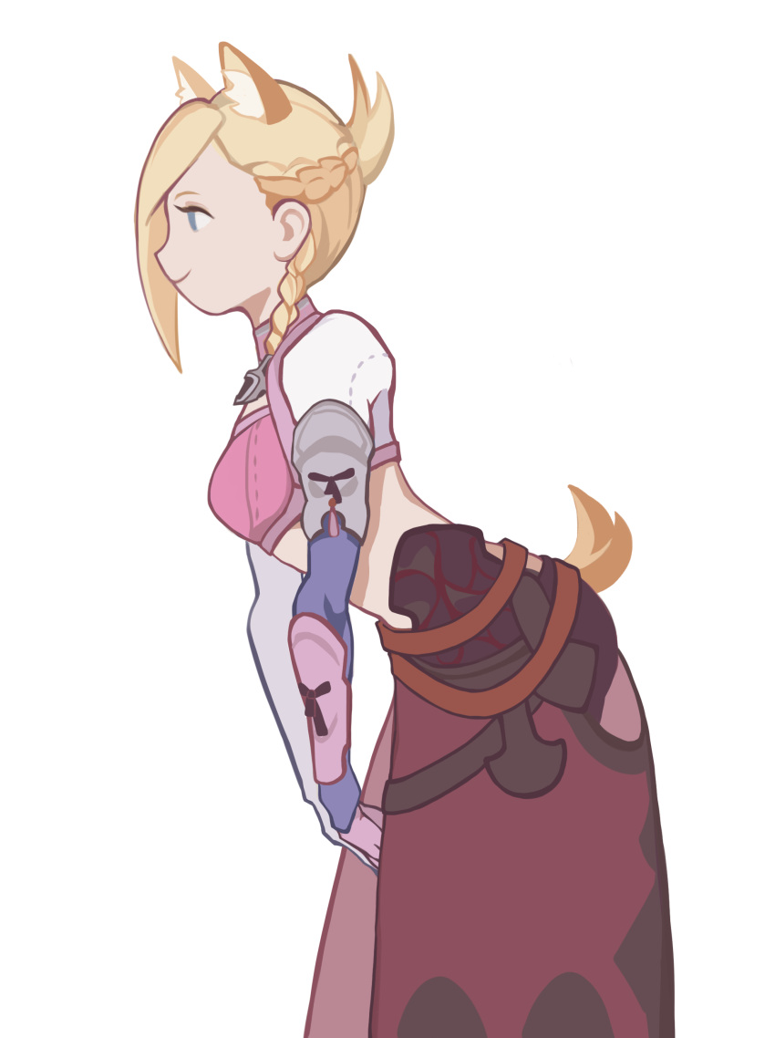 1girl, absurdres, animal_ear_fluff, animal_ears, armor, asymmetrical_hair, blonde_hair, blue_eyes