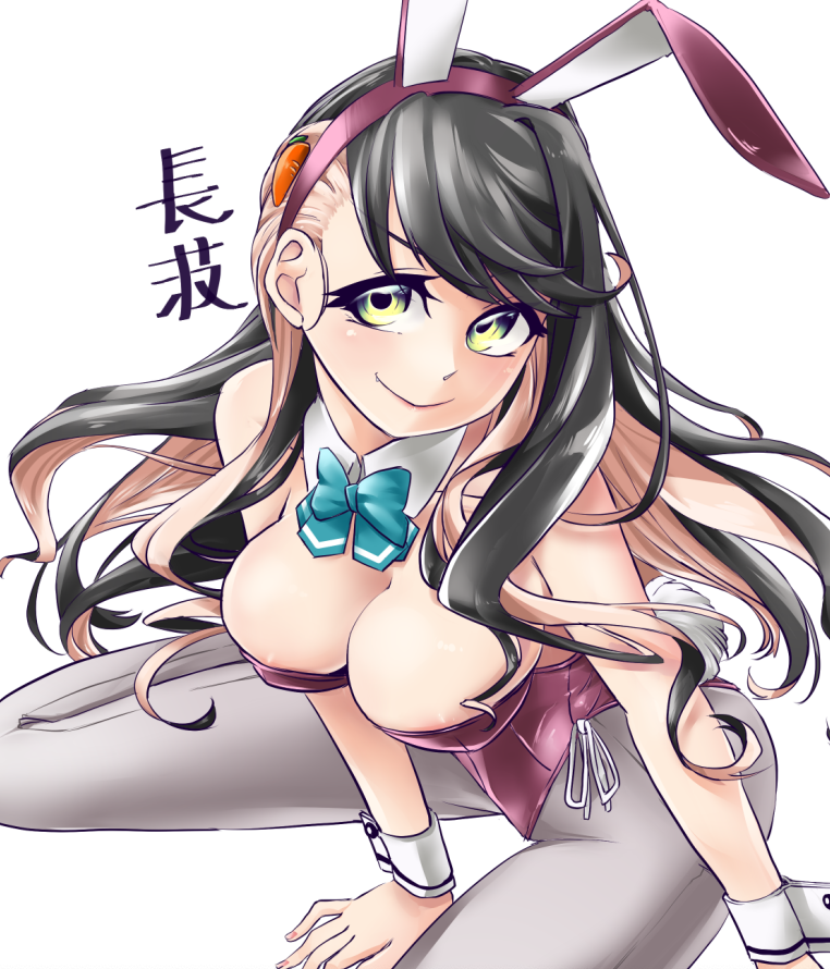 1girl, adapted_costume, alternate_hairstyle, animal_ears, black_hair, blue_neckwear, bow, bowtie