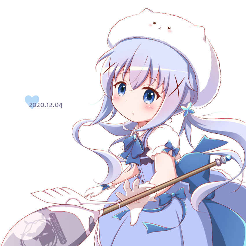 1girl, bangs, blue_bow, blue_dress, blue_eyes, blue_hair, blush, bow