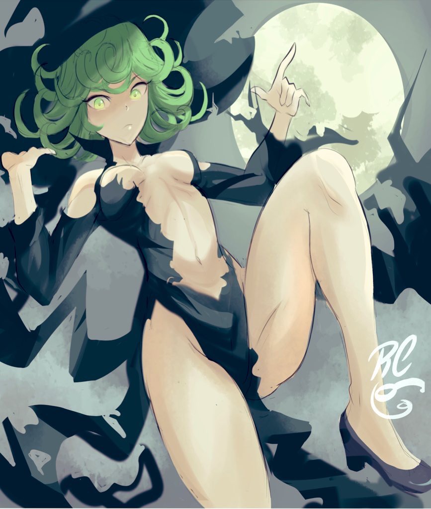 1girl, black_dress, black_footwear, breasts, breasts_apart, dress, flipped_hair, green_eyes