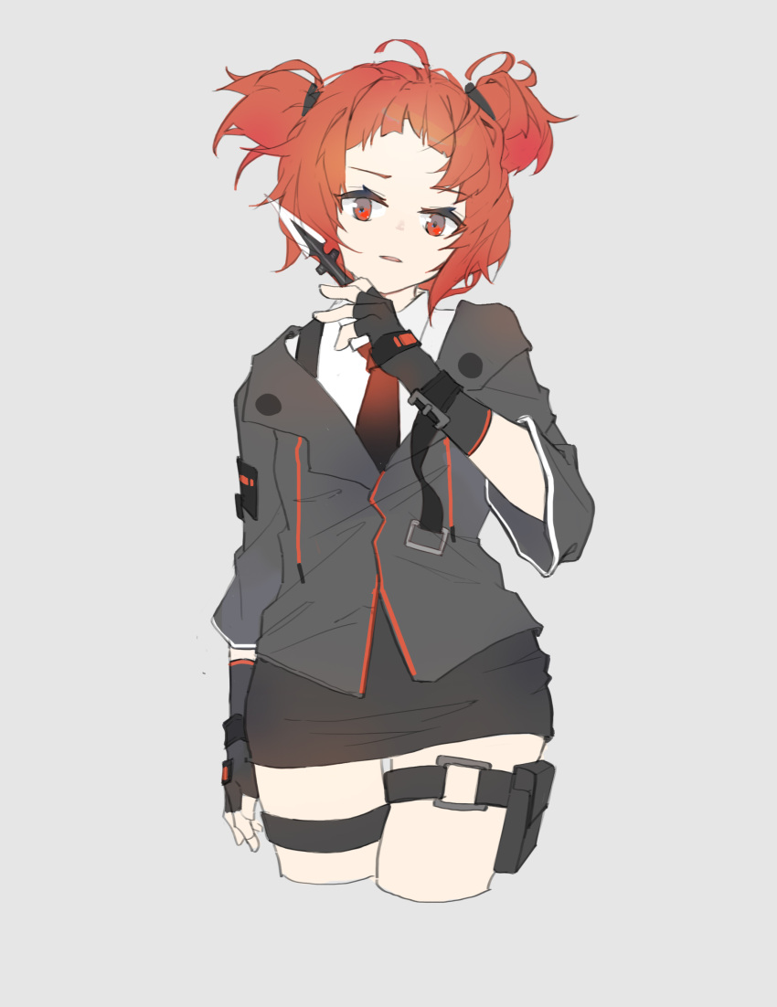 1girl, absurdres, ahoge, alternate_costume, arknights, beagle_(arknights), black_gloves, black_jacket