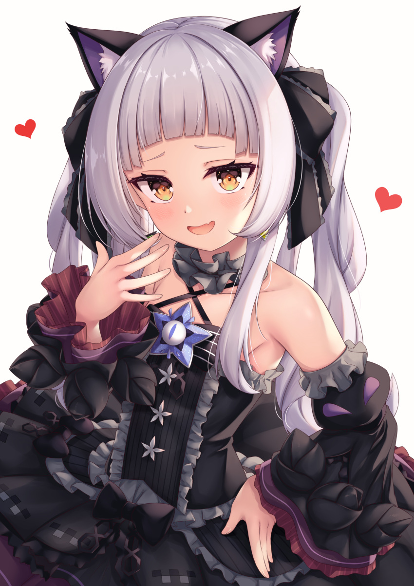 1girl, absurdres, animal_ear_fluff, animal_ears, arata_(xin), bangs, bare_shoulders, black_dress