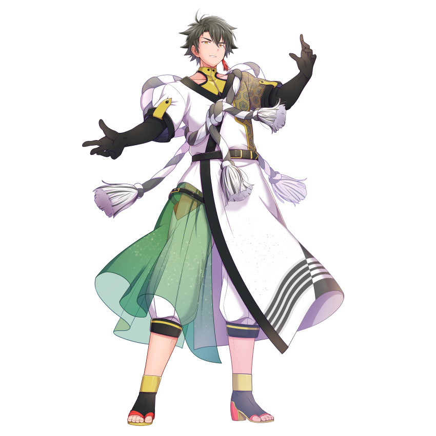 1boy, absurdres, belt, black_gloves, collarbone, elbow_gloves, full_body, genbu_(synthesizer_v)