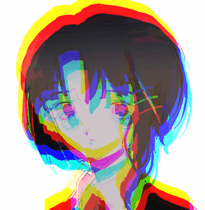 chromatic_aberration, collar, hair_ornament, iwakura_lain, looking_at_viewer, lowres, ronoh_(jill), serial_experiments_lain