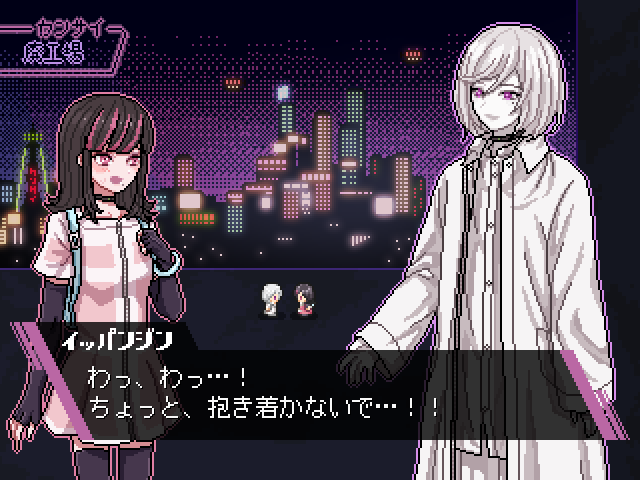 1boy, 1girl, akudama_drive, arm_at_side, back_hair, black_choker, black_gloves, choker
