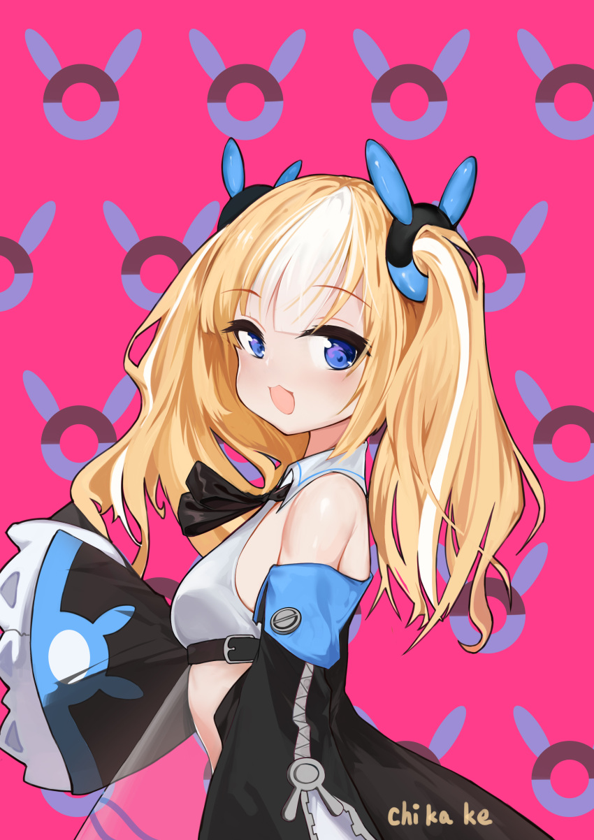 1girl, absurdres, artist_name, azur_lane, bangs, bare_shoulders, black_ribbon, blonde_hair