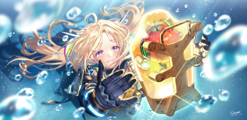 1girl, aki_rosenthal, artist_name, bangs, bb-28, bb-28_(cosplay), blonde_hair, bob_cut