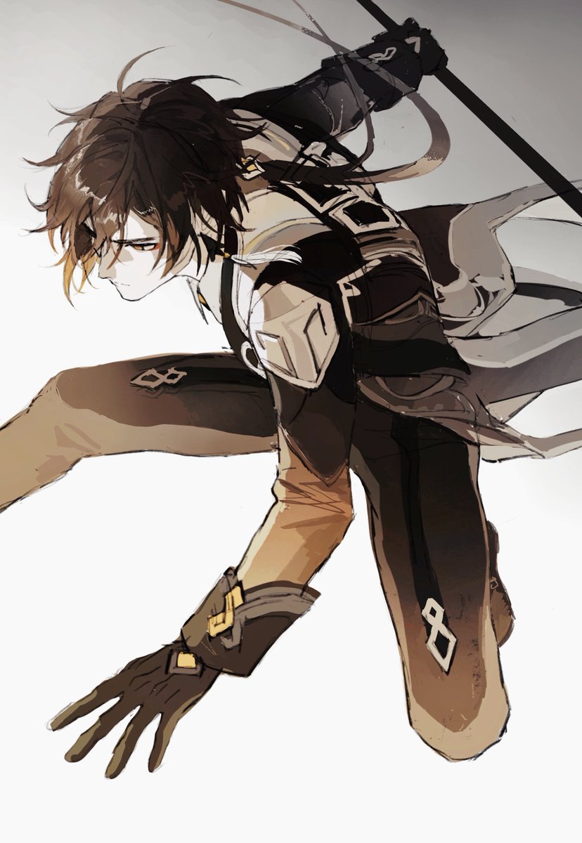 1boy, bangs, black_gloves, closed_mouth, dmbjia, genshin_impact, gloves, gradient
