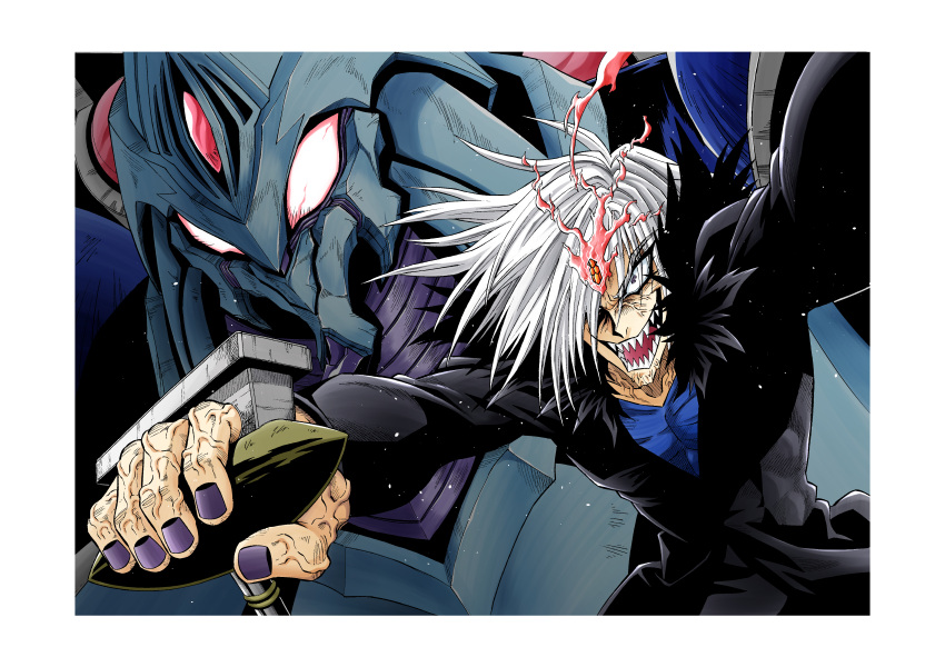 1990s_(style), 1boy, absurdres, border, collarbone, demi_(pixiv22036971), eyebrows_visible_through_hair, eyes_visible_through_hair