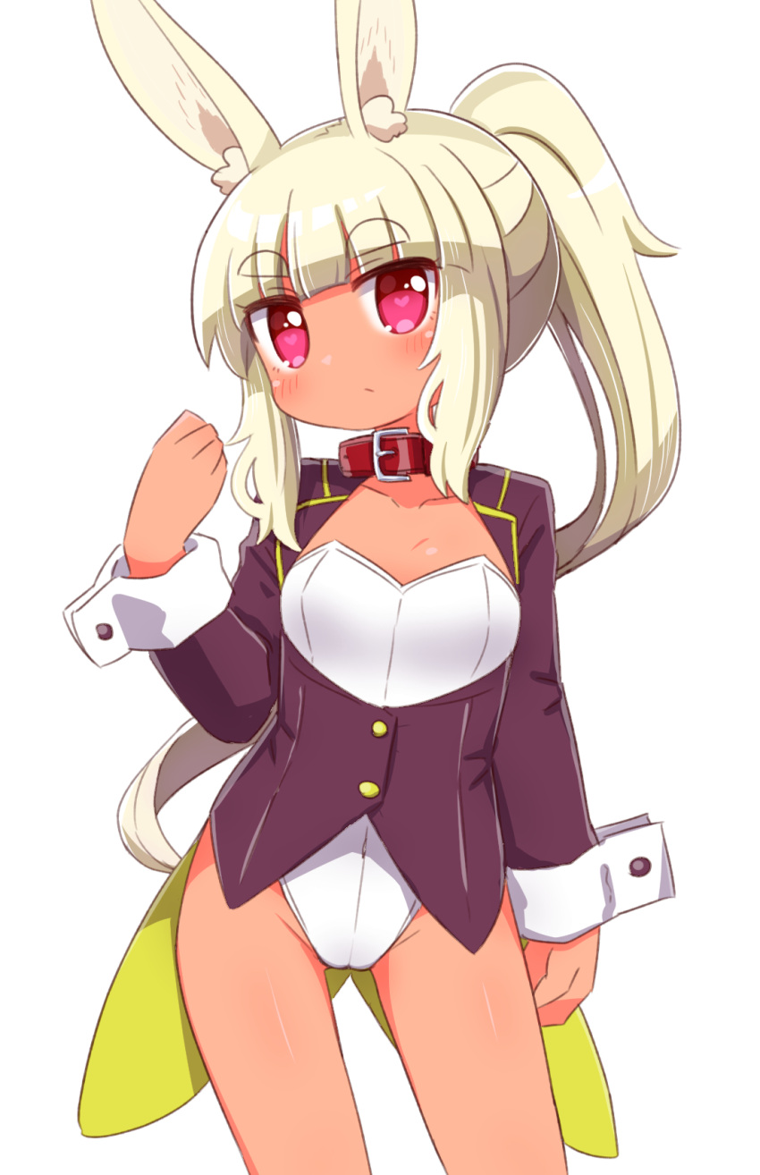 1girl, animal_ear_fluff, animal_ears, bangs, blonde_hair, blunt_bangs, blush, breasts