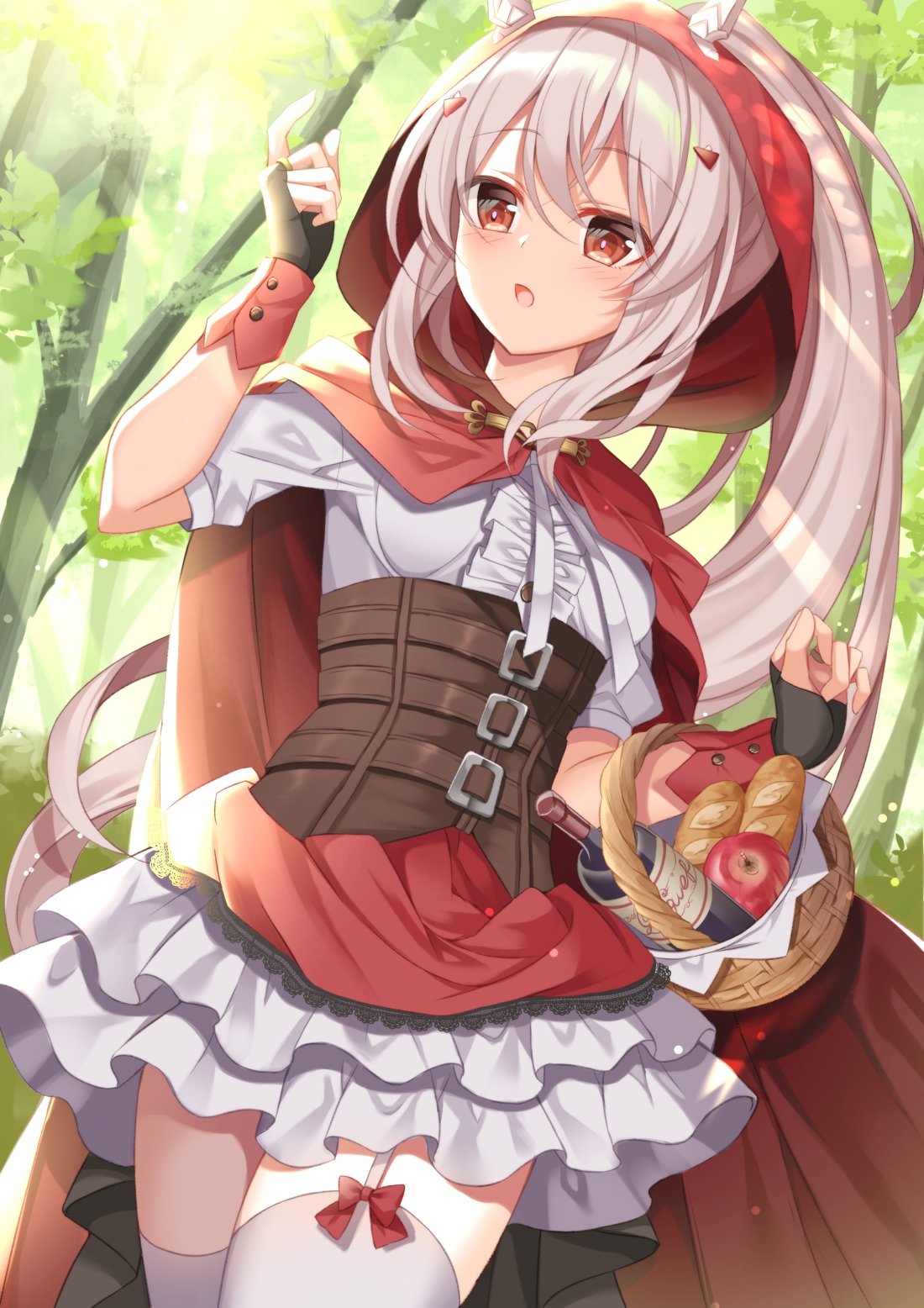 1girl, alternate_costume, apple, ayanami_(azur_lane), azur_lane, baguette, bangs, basket