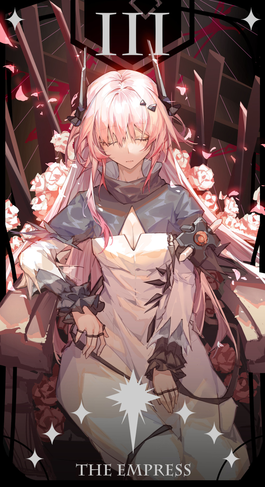 1girl, absurdres, arknights, blur_censor, bowing, censored, closed_eyes, demon_girl