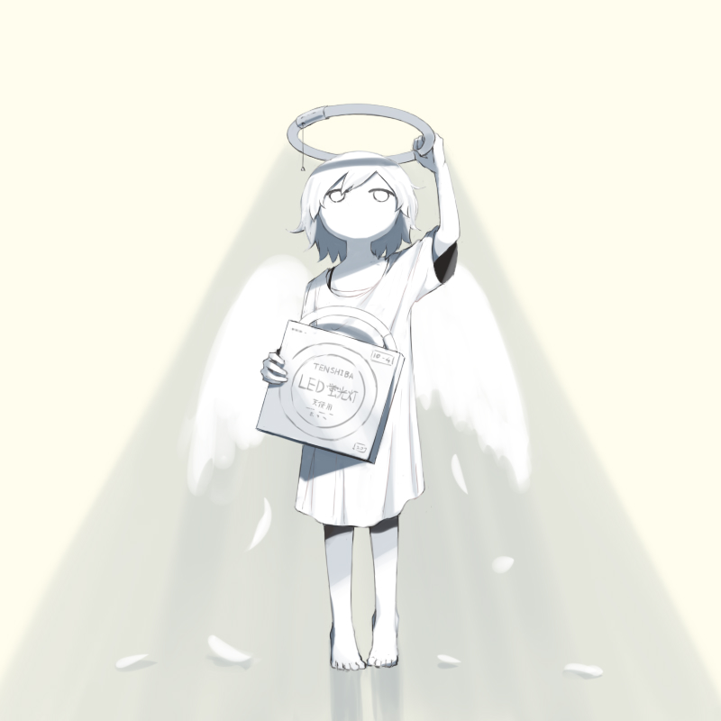 1other, androgynous, angel, angel_wings, avogado6, barefoot, colored_skin, fake_halo