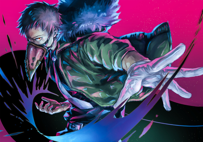 1boy, ak_(akakabeuti), black_background, black_hair, black_shirt, boku_no_hero_academia, chisaki_kai, collared_shirt