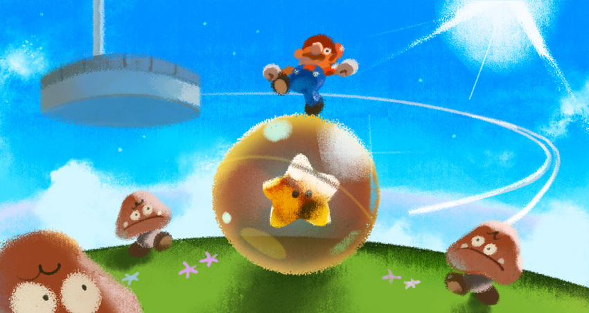 blue_sky, commentary, day, english_commentary, everydaylouie, goomba, louie_zong, mario