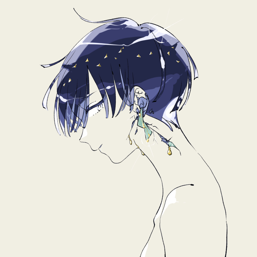 1other, absurdres, blue_menouu, crack, glint, highres, houseki_no_kuni, profile