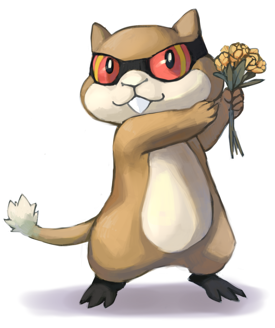 commentary, creature, english_commentary, flower, full_body, gen_5_pokemon, highres, holding