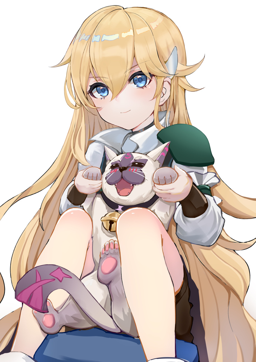 1girl, absurdres, animal, bell, bell_collar, bianka_durandal_ataegina, blonde_hair, blue_eyes