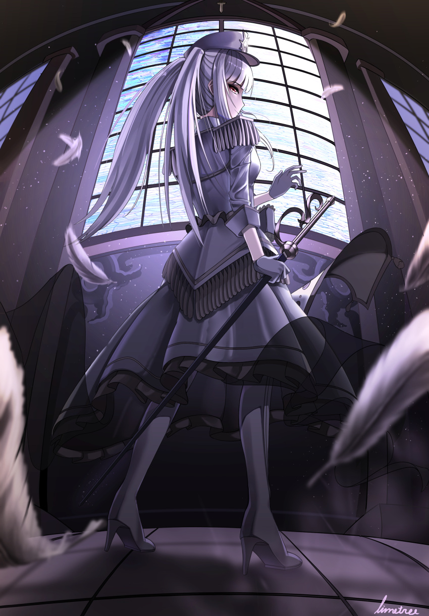 1girl, absurdres, back, boots, commentary_request, date_a_live, date_a_live:_date_a_bullet, dress