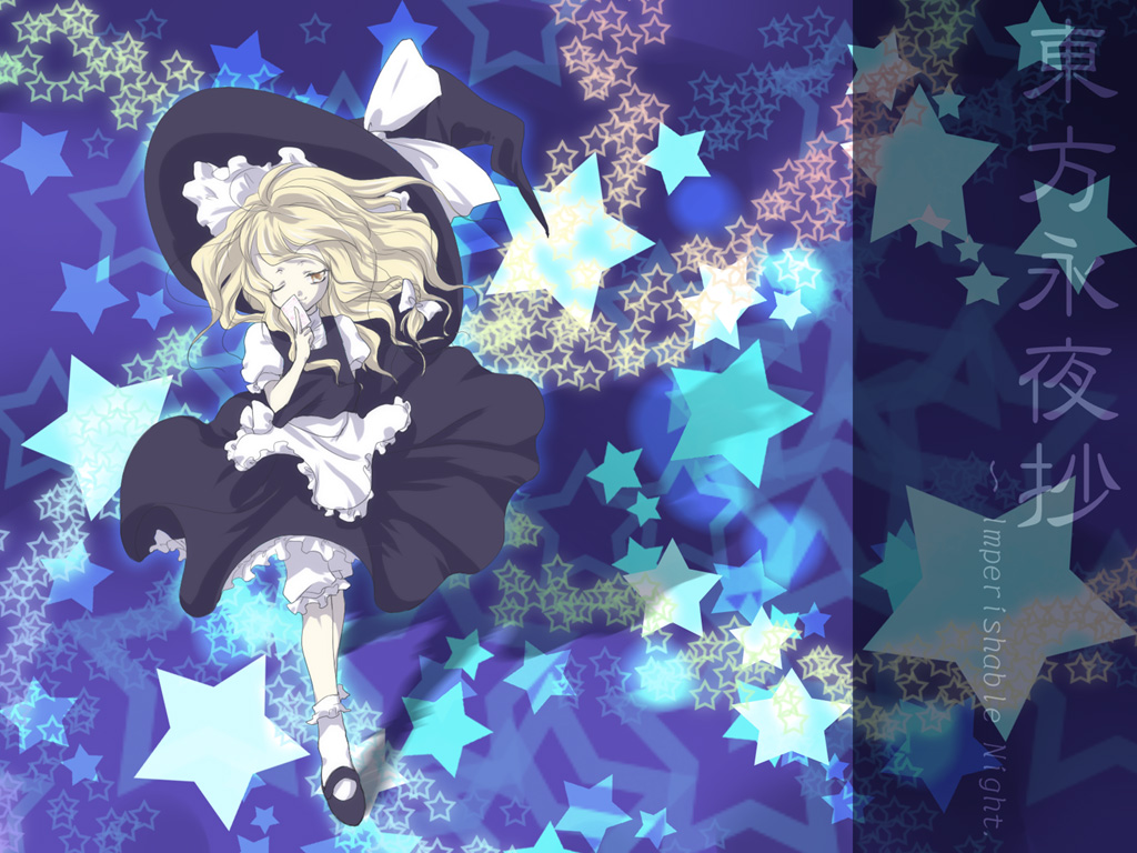 danmaku, hair_ribbon, hair_ribbons, hat, kirisame_marisa, komomo_riri, long_hair, ribbon