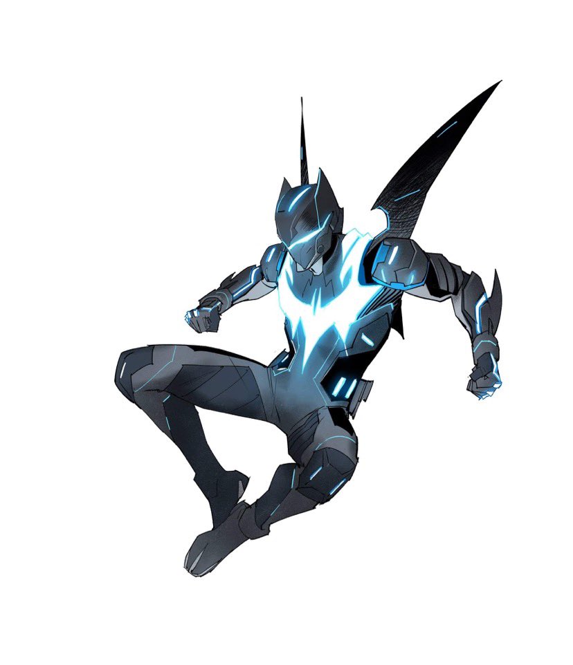 1boy, batman_(series), batwing_(dc), clenched_hands, dan_mora, dc_comics, floating, glowing