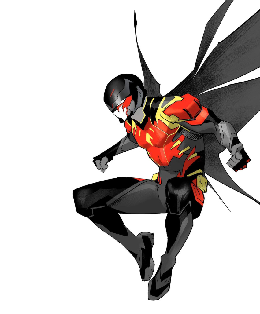 1boy, batman_(series), black_gloves, cape, clenched_hands, dan_mora, dc_comics, english_commentary