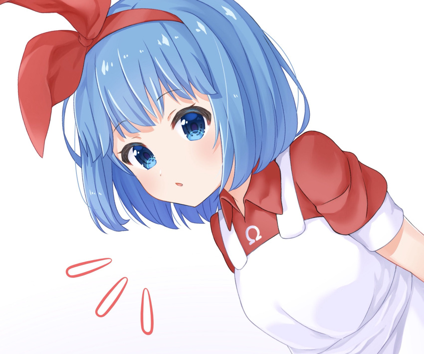 /\/\/\, 1girl, :o, apron, bangs, blue_eyes, blue_hair, bob_cut
