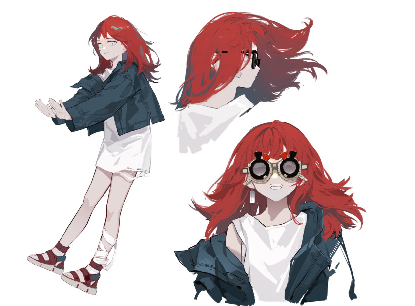 1girl, bandaged_leg, bandages, bangs, clenched_teeth, closed_eyes, closed_mouth, commentary