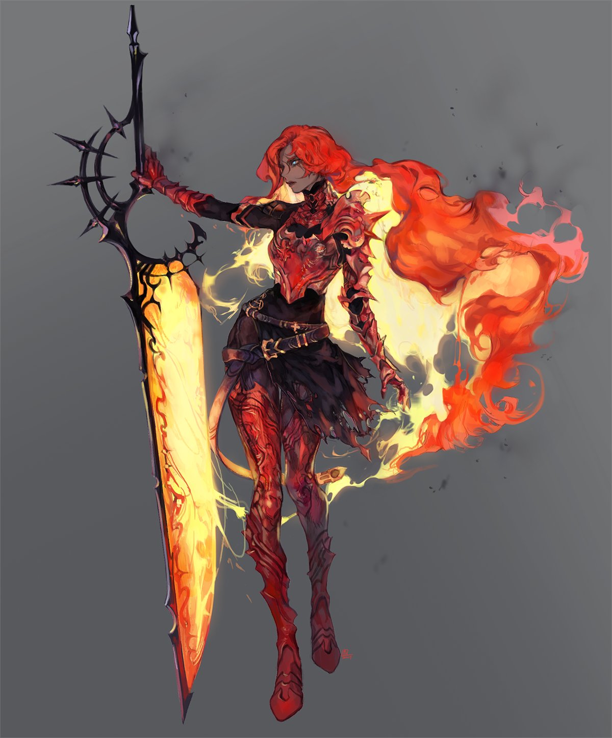1girl, akame_(chokydaum), armor, belt, blue_eyes, breastplate, dark_skin, dark-skinned_female
