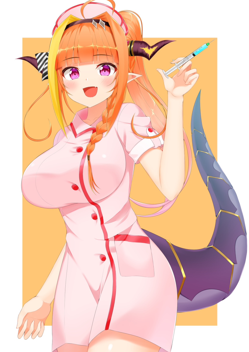 1girl, ahoge, alternate_hairstyle, bangs, blunt_bangs, bow, braid, breasts