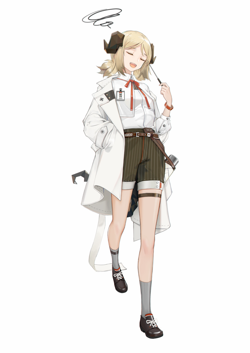 1girl, absurdres, alternate_costume, arknights, belt, black_footwear, blonde_hair, bottle