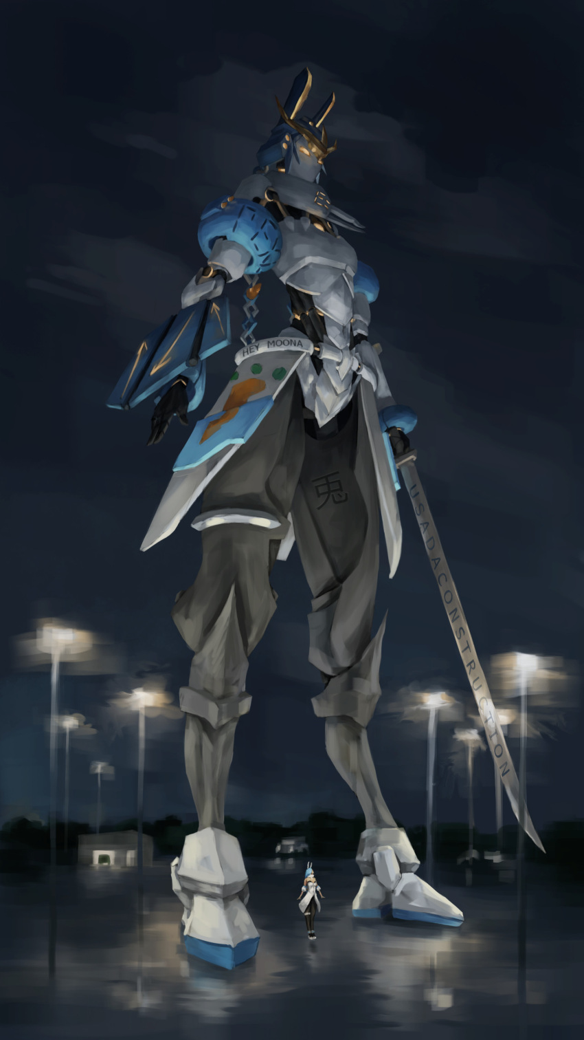 1girl, absurdres, animal_ears, black_legwear, blue_hair, carrot_print, clouds, cloudy_sky