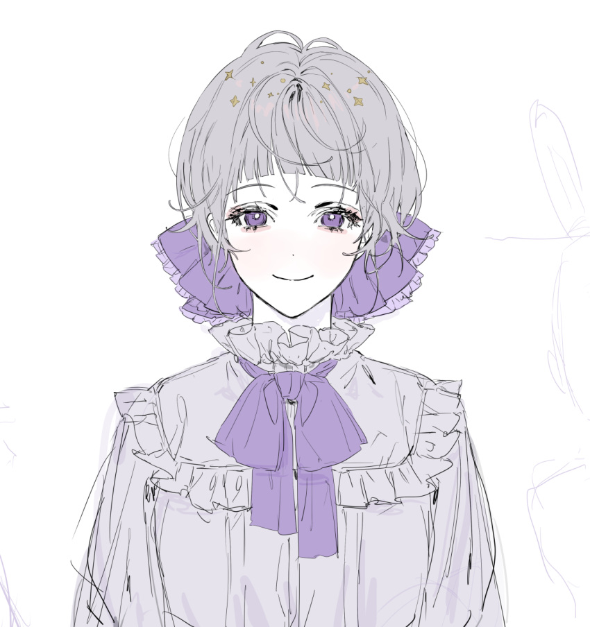 1girl, bangs, blunt_bangs, bow, bowtie, bright_pupils, closed_mouth, dot_nose
