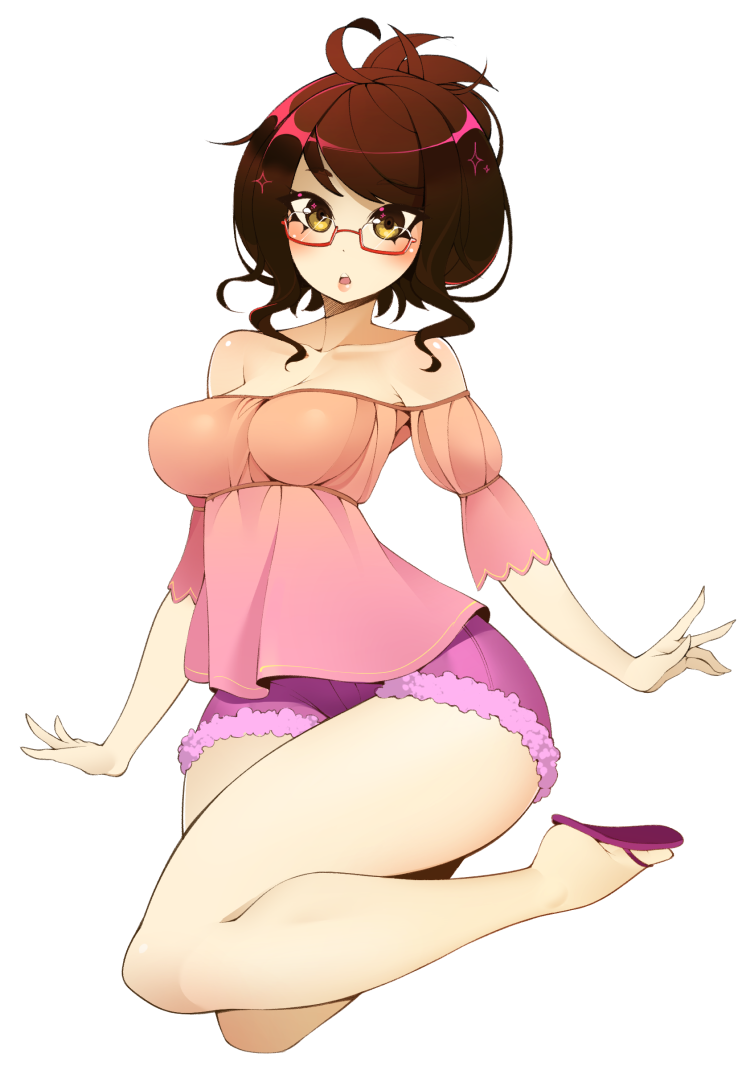 1girl, animal_ear_fluff, bare_shoulders, blush, brown_eyes, brown_hair, chestnut_mouth, commentary