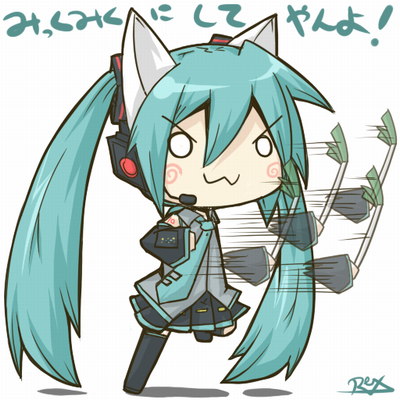 animal_ears, chibi, hachune_miku, hatsune_miku, lowres, miku_miku_ni_shite_ageru_(vocaloid), punch, punching