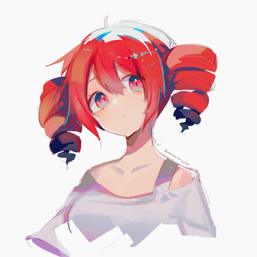 1girl, collarbone, drill_hair, expressionless, highres, kasane_teto, kurotero, portrait