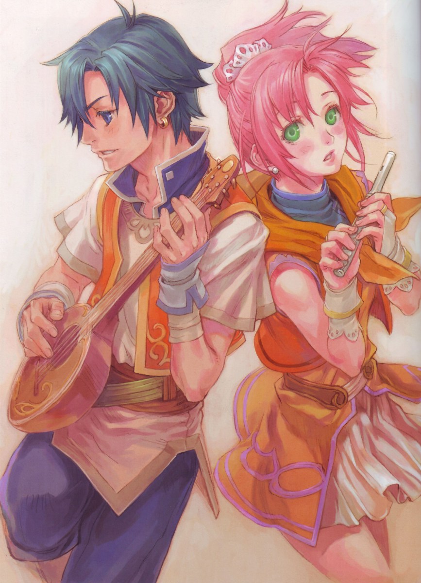 eiyuu_densetsu, falcom, fantasy, flute, forte, forte_(eiyuu_densetsu), green_eyes, highres