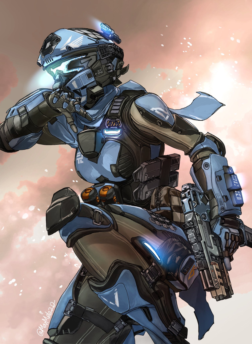 1girl, alternator, armor, breasts, explosive, gloves, glowing, grenade