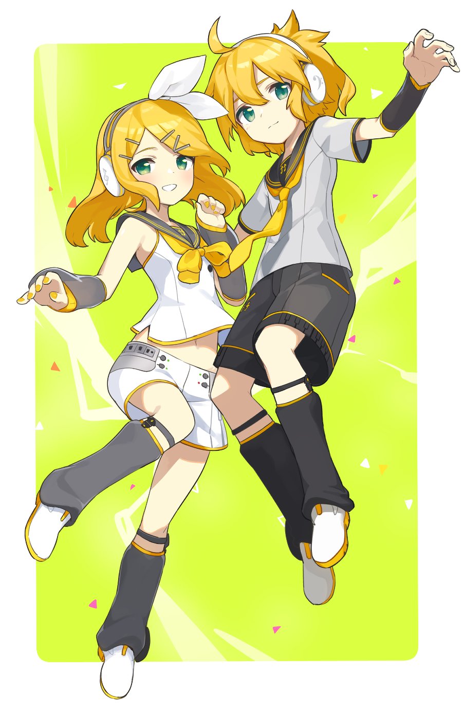 1boy, 1girl, alternate_hair_length, alternate_hairstyle, aqua_eyes, arm_warmers, bangs, bare_shoulders