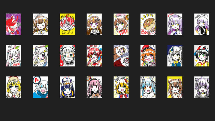 6+girls, a, airani_iofifteen, akai_haato, animal_ears, anya_melfissa, ayunda_risu, bangs