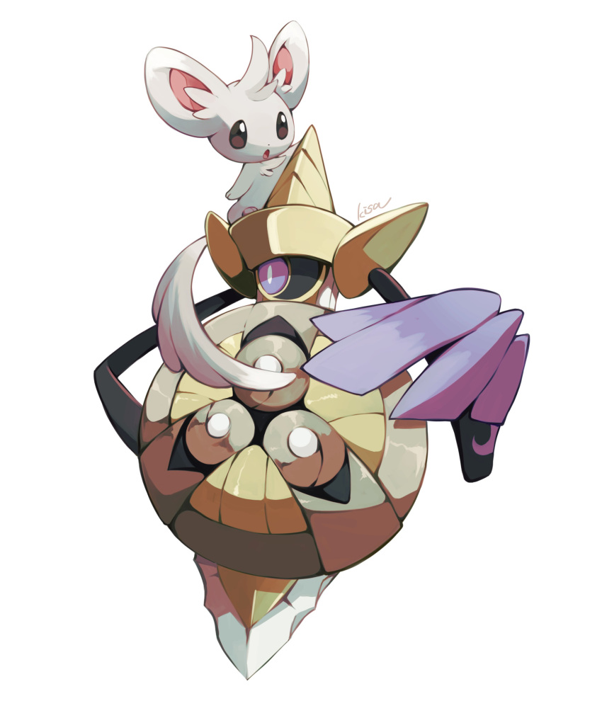 :o, absurdres, aegislash, black_sclera, brown_eyes, commentary_request, gen_5_pokemon, gen_6_pokemon