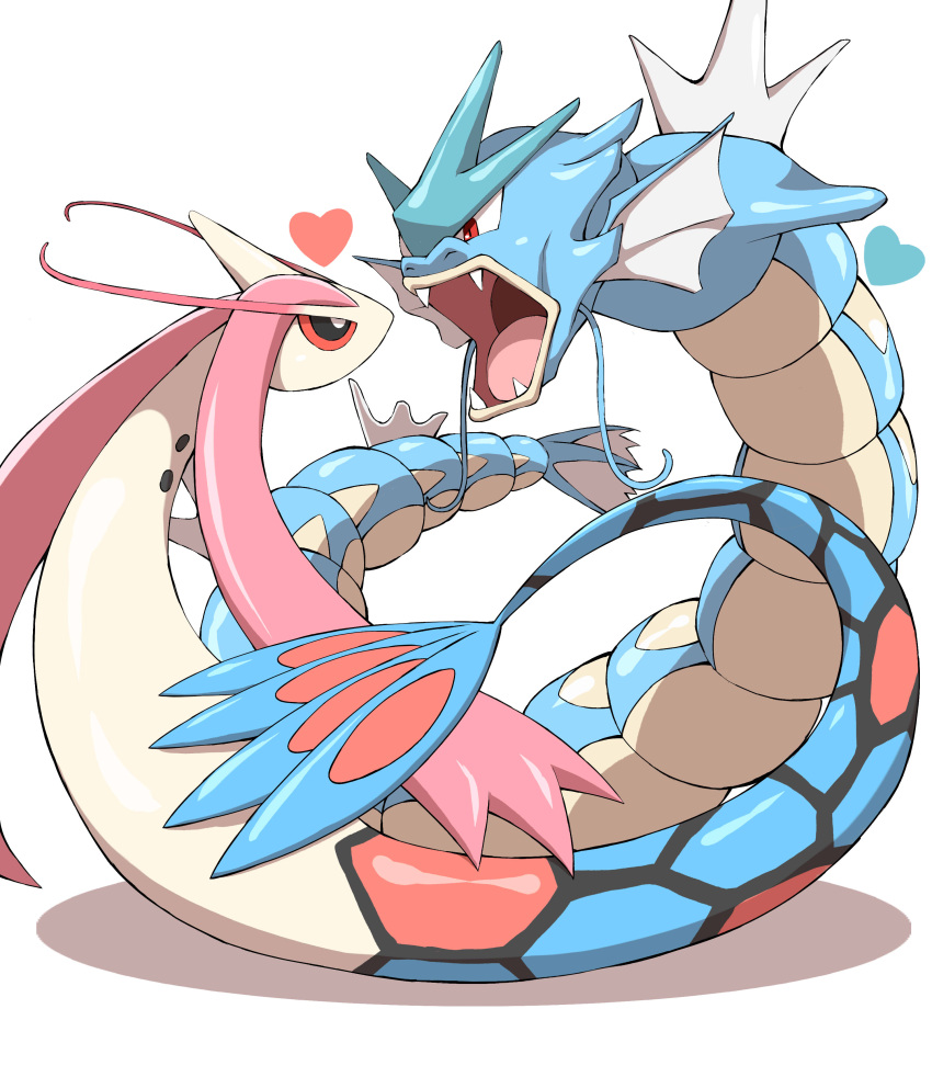 absurdres, commentary, eye_contact, fangs, gen_1_pokemon, gen_3_pokemon, gyarados, heart