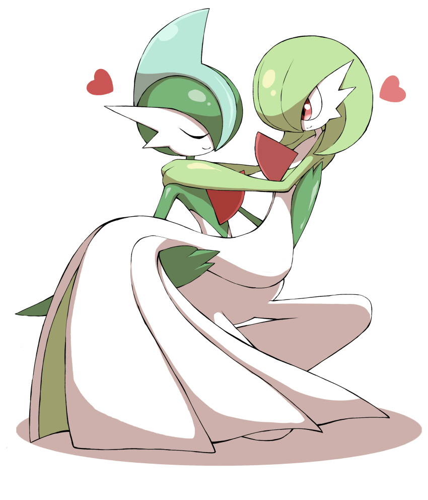 absurdres, carrying, closed_eyes, closed_mouth, commentary, gallade, gardevoir, gen_3_pokemon