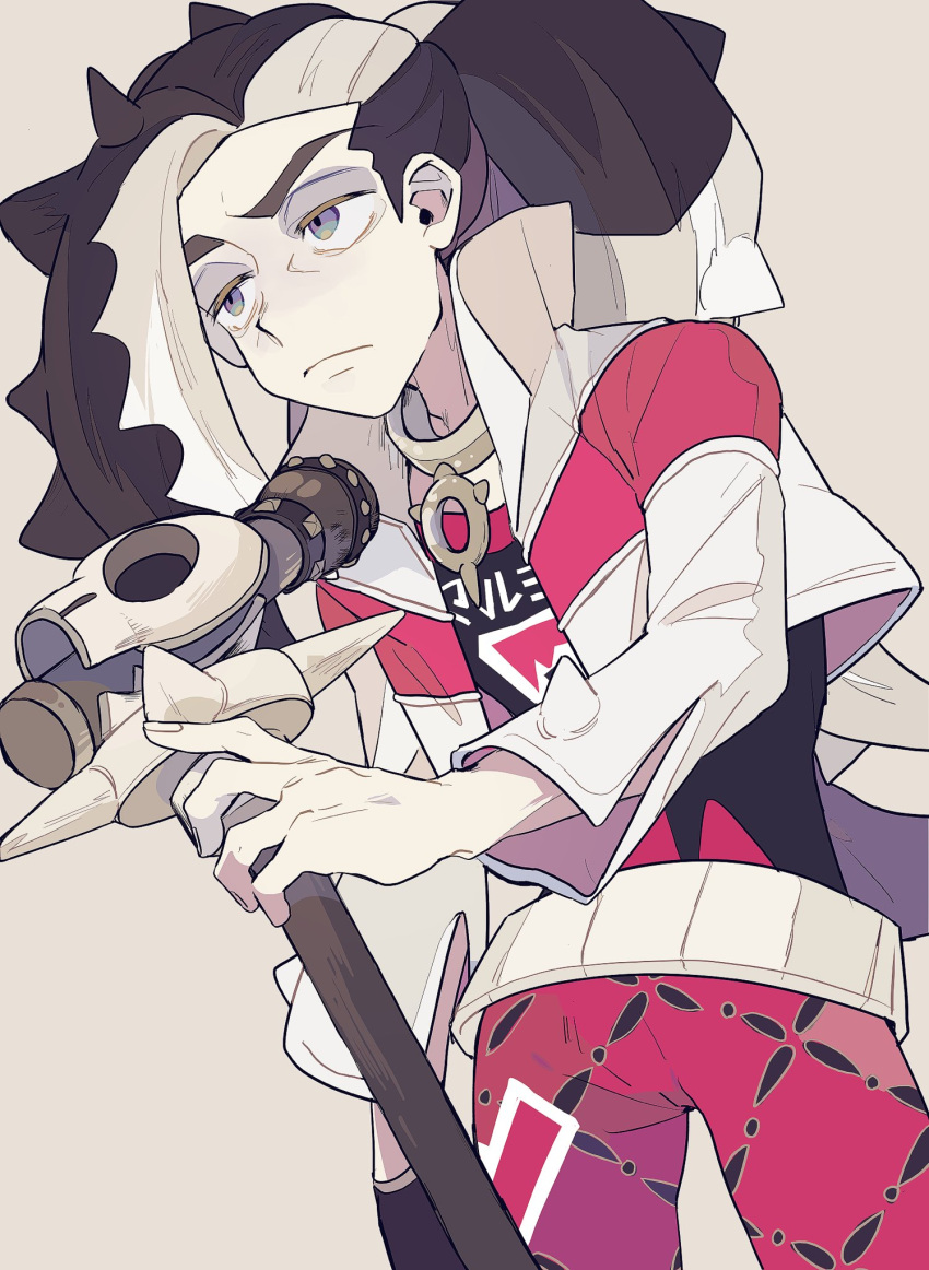 1boy, belt, black_hair, closed_mouth, collar, cropped_jacket, eyeshadow, fingernails