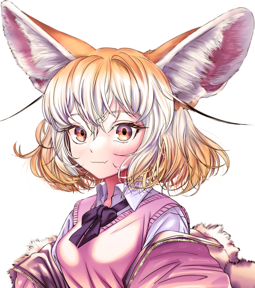 1girl, akegata_tobari, animal_ear_fluff, animal_ears, bangs, black_bow, blonde_hair, blush
