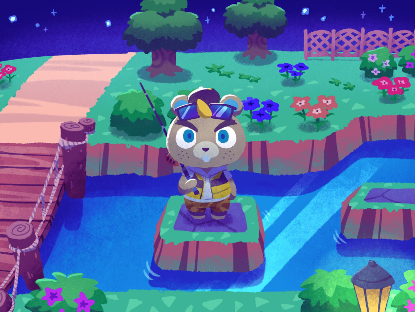 1boy, animal_crossing, animal_ears, backwards_hat, baseball_cap, beaver_ears, black_headwear, blonde_hair